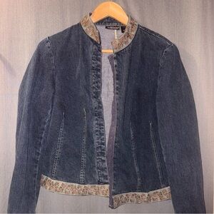 Vintage Willi Smith Cropped Denim Mock Neck Jacket Size Medium